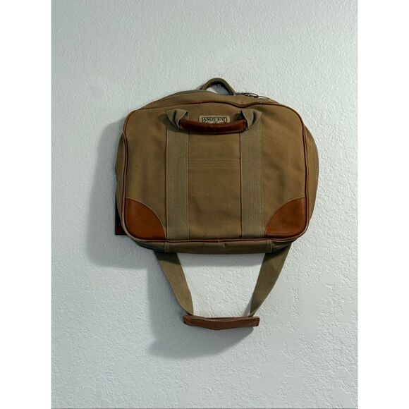 Lands' end khaki weekender square rigger luggage carry on vintage